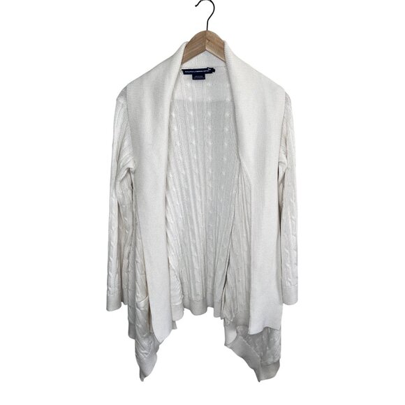 Ralph Lauren Sport Womens White Cotton Cable Knit Open Cardigan Sweater S